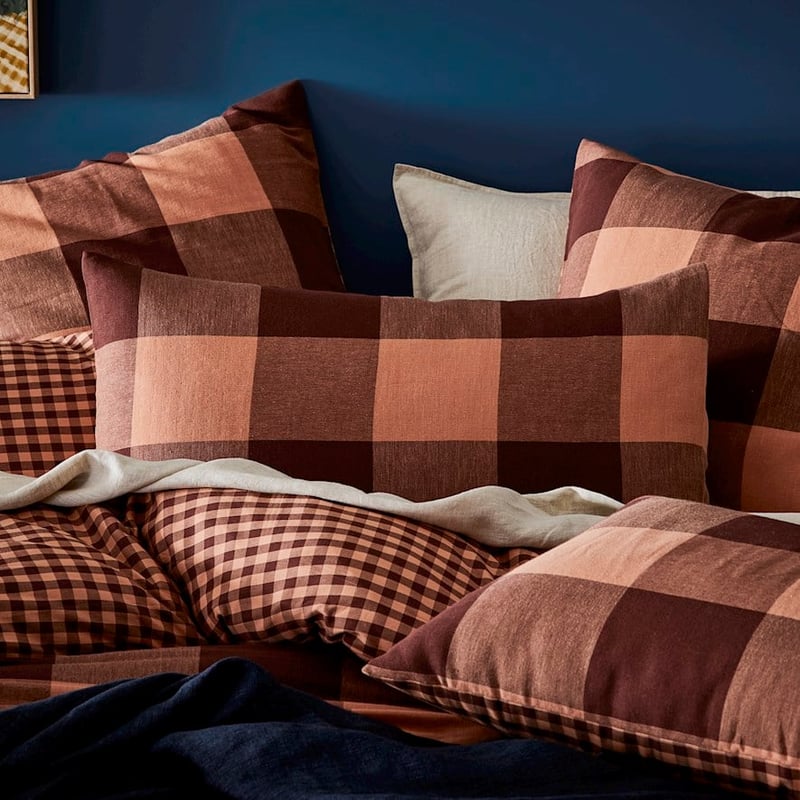 Morgan Check Wine Quilt Cover Separates