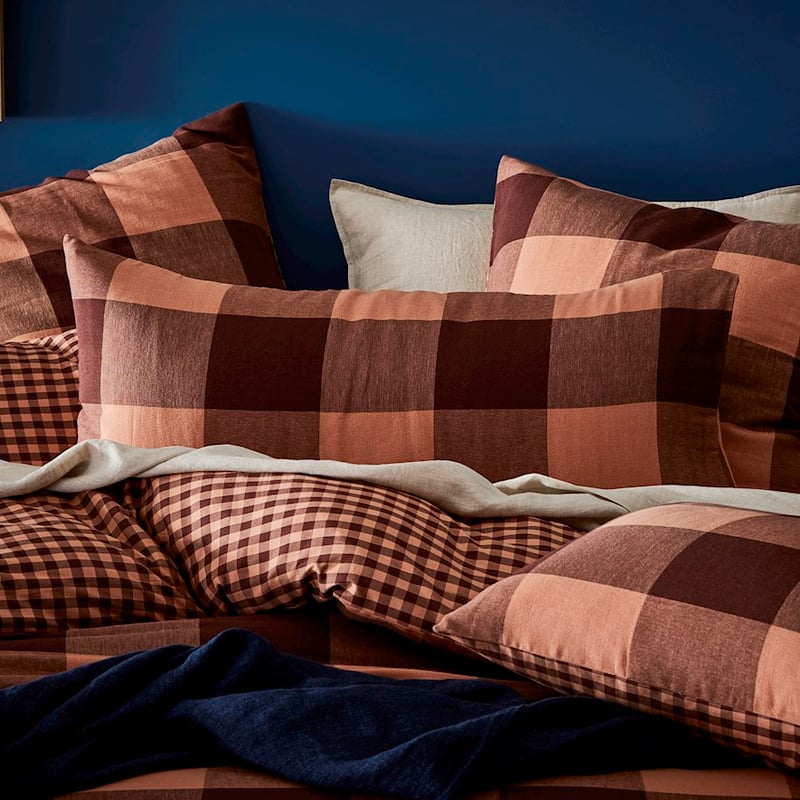 Morgan Check Wine Quilt Cover Separates