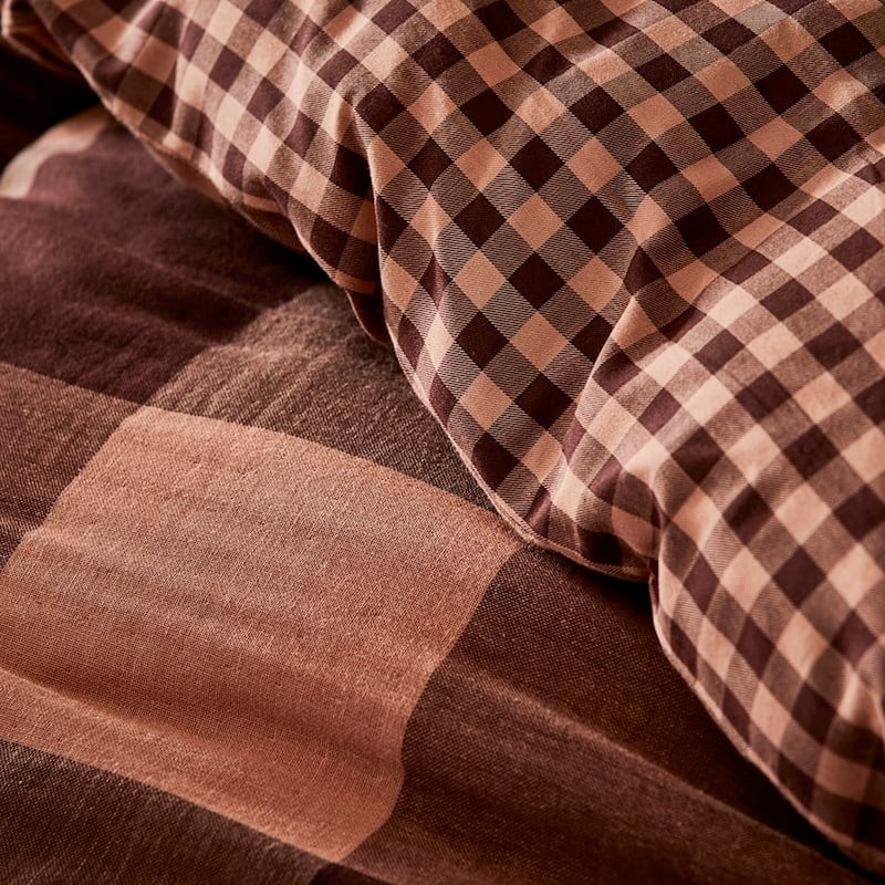 Morgan Check Wine Quilt Cover Separates