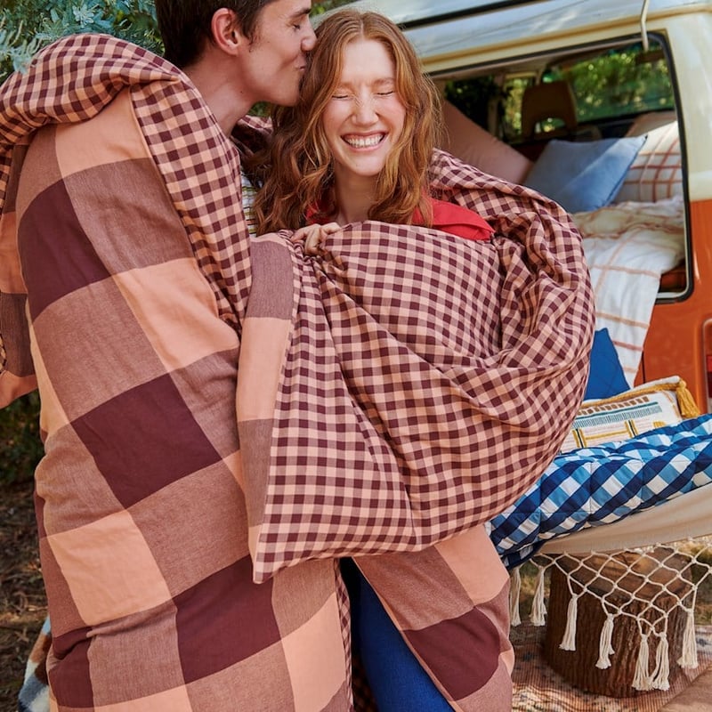Morgan Check Wine Quilt Cover Separates