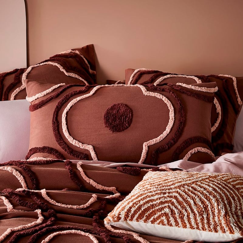 Clover Tufted Wine Quilt Cover Separates