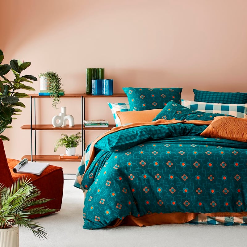 Joy Teal Jacquard Quilt Cover Separates