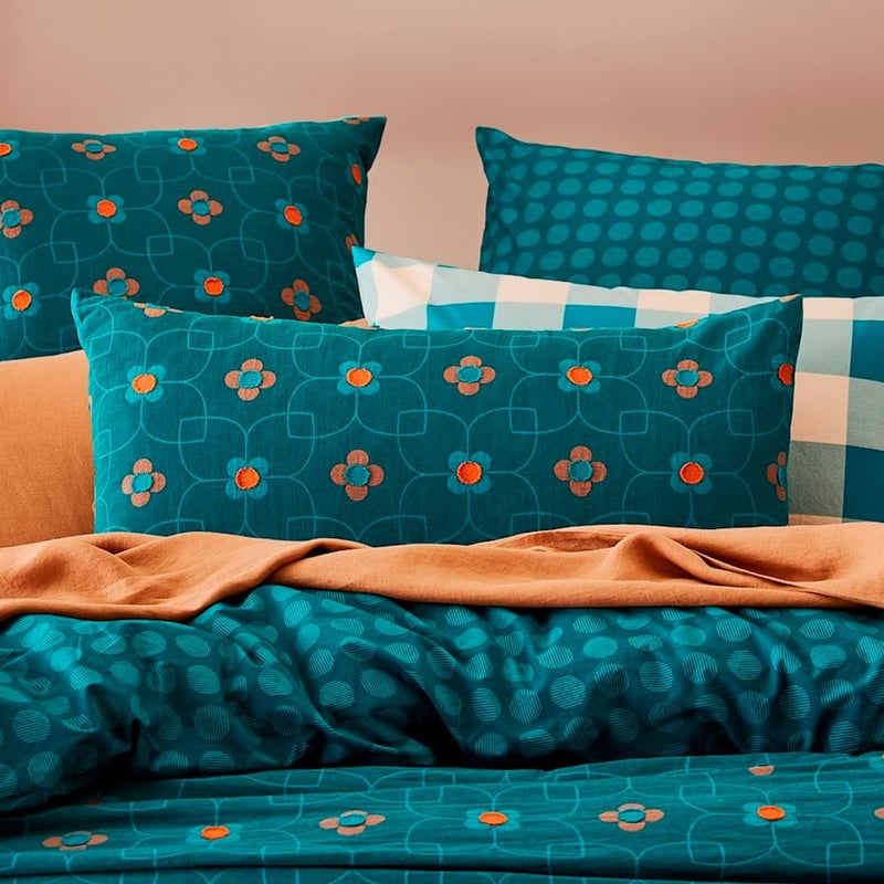 Joy Teal Jacquard Quilt Cover Separates