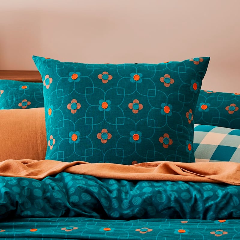 Joy Teal Jacquard Quilt Cover Separates