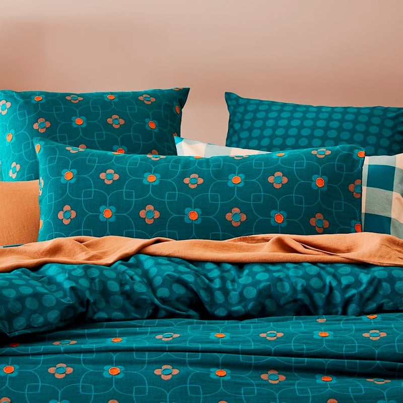 Joy Teal Jacquard Quilt Cover Separates