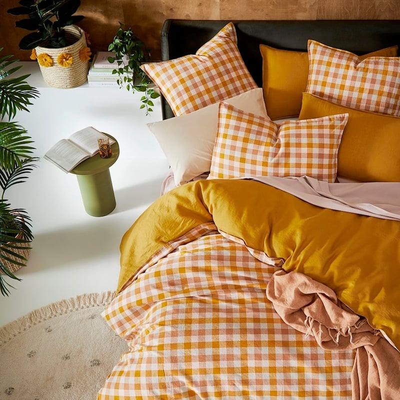 Charlie Mustard Check Quilt Cover Separates