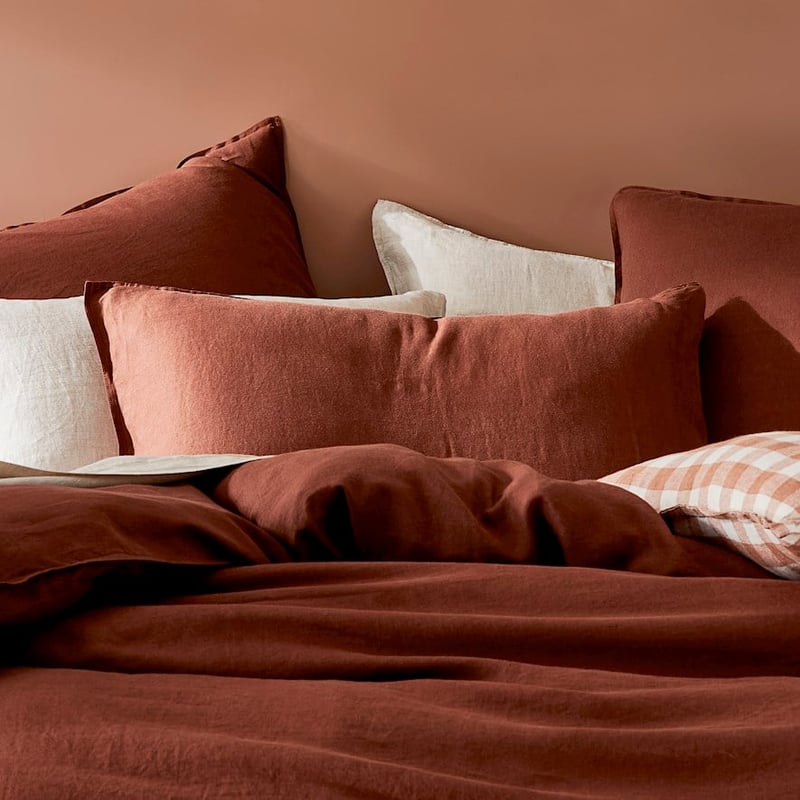 Vintage Washed Linen Pecan Brown Quilt Cover Separates