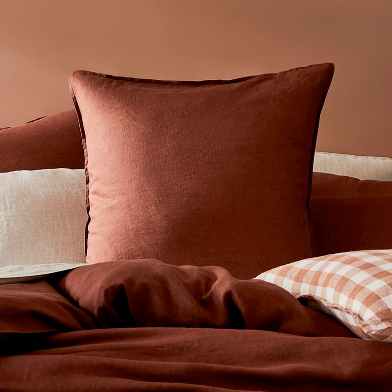 Vintage Washed Linen Pecan Brown Quilt Cover Separates