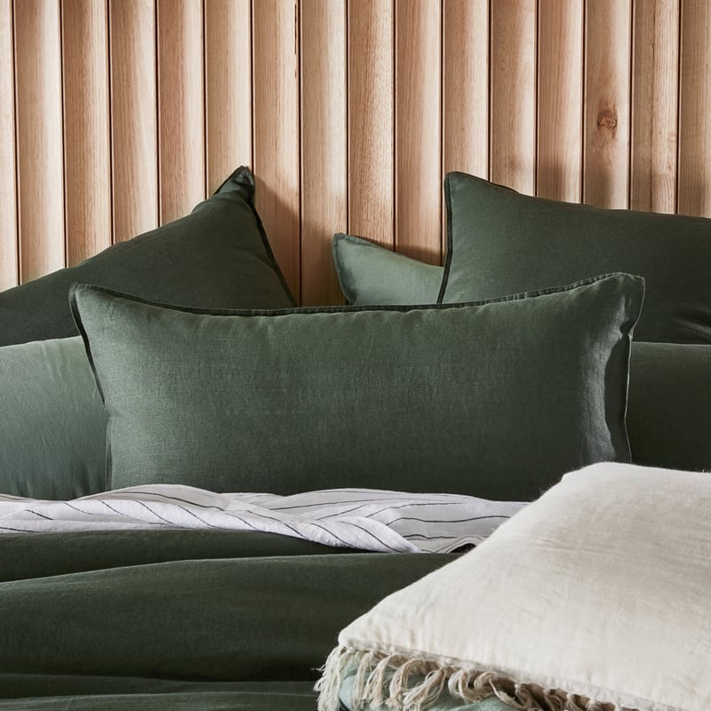 Vintage Washed Linen Thyme Pillowcase