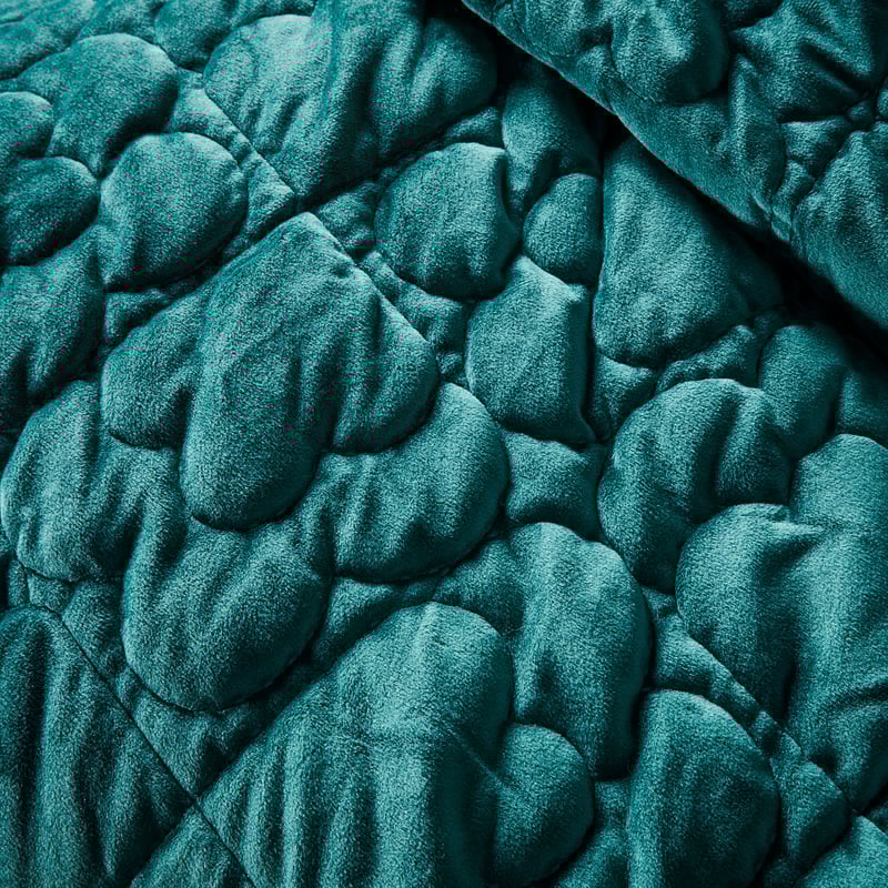Everly Teal Velvet Quilted Quilt Cover Separates