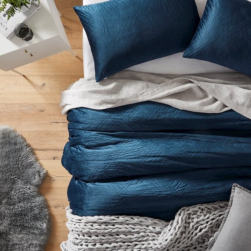 Zayn Navy Velvet Quilt Cover Set + Separates