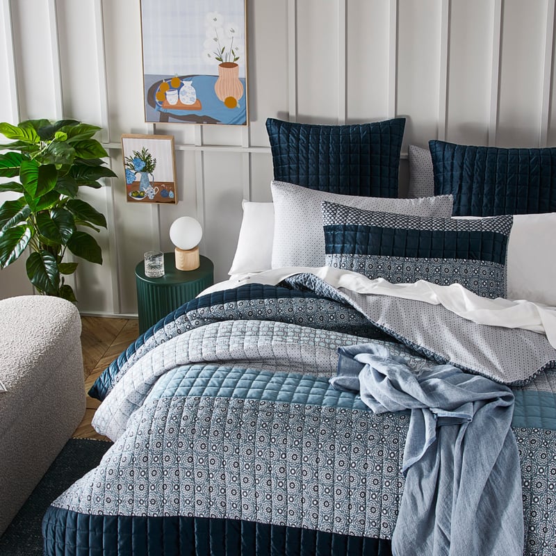 Astrid Navy Quilted Quilt Cover Separates