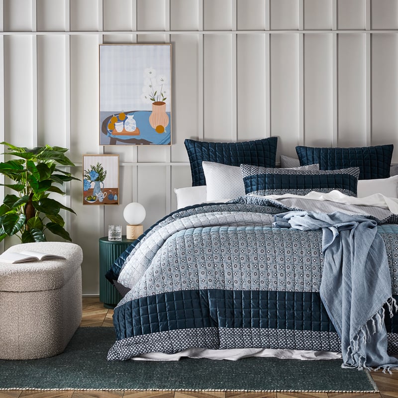 Astrid Navy Quilted Quilt Cover Separates