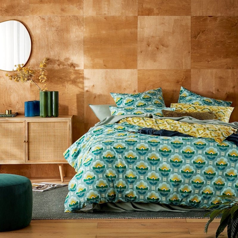 Retro Stems Peacock Quilt Cover Set + Separates