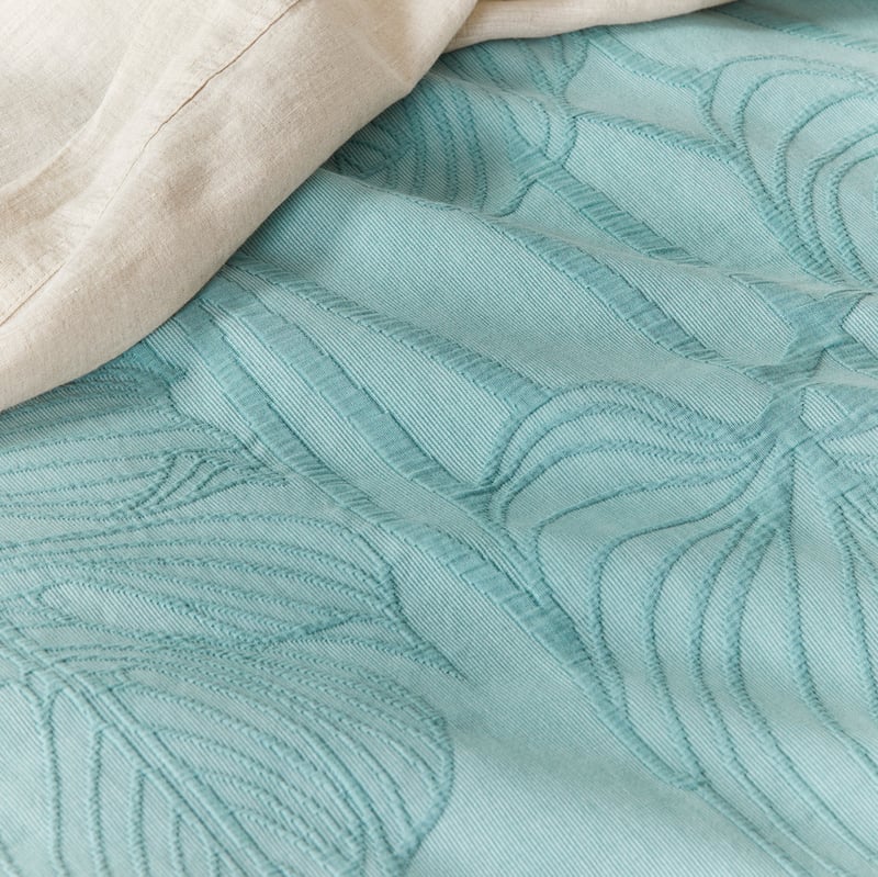 Monstera Matelasse Blue Quilt Cover Separates