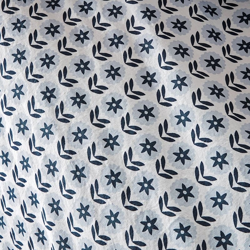 Stonewashed Cotton Sea Blue Floral Quilt Cover Separates