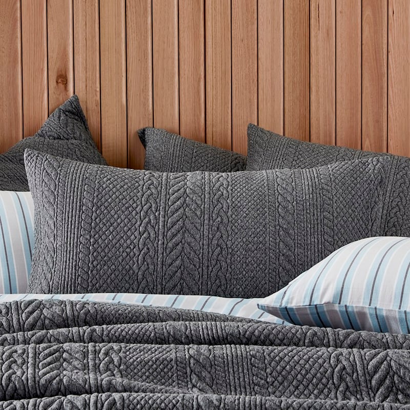 Cable Black Marble Jersey Quilt Cover Separates