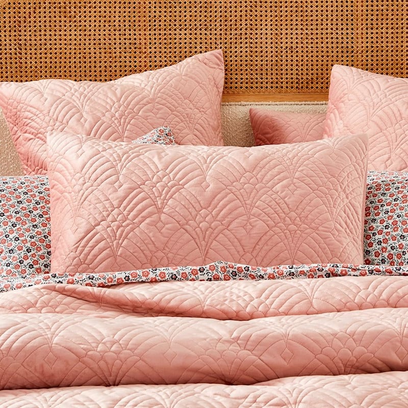 Adelaide Pink Velvet Quilted Quilt Cover Separates