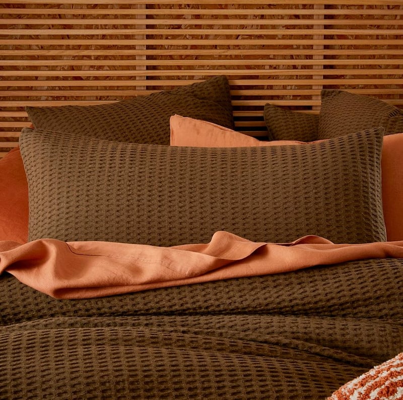 Byron Waffle Deep Olive Quilt Cover Set + Separates