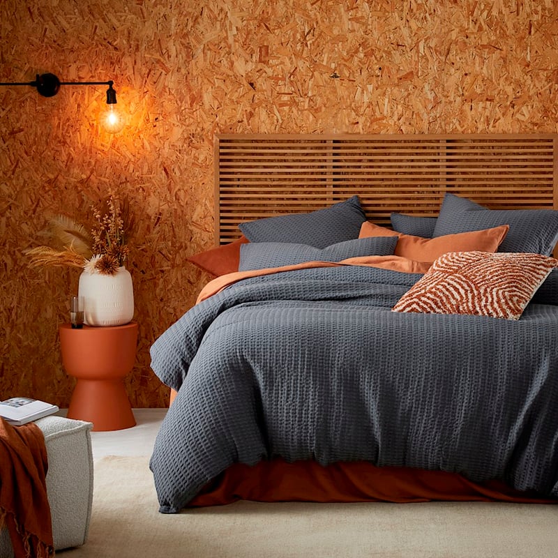 Mark Tuckey Storm Blue Byron Waffle Quilt Cover Separates