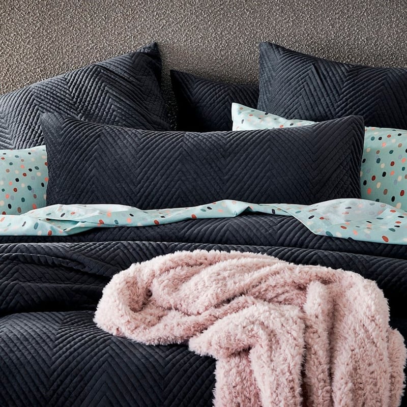 Chevron Dark Slate Velvet Quilted Quilt Cover Separates