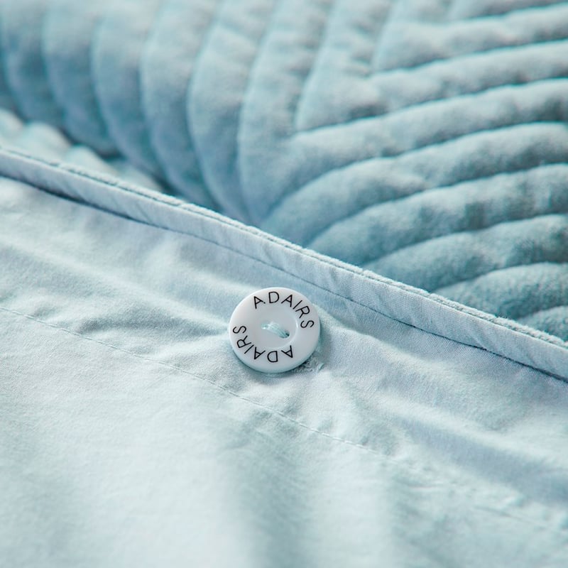 Chevron Ice Blue Velvet Quilted Quilt Cover Separates