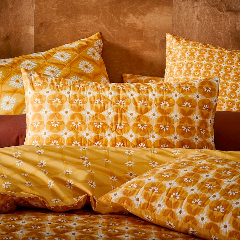 Wilma Mustard Quilted Quilt Cover Separates