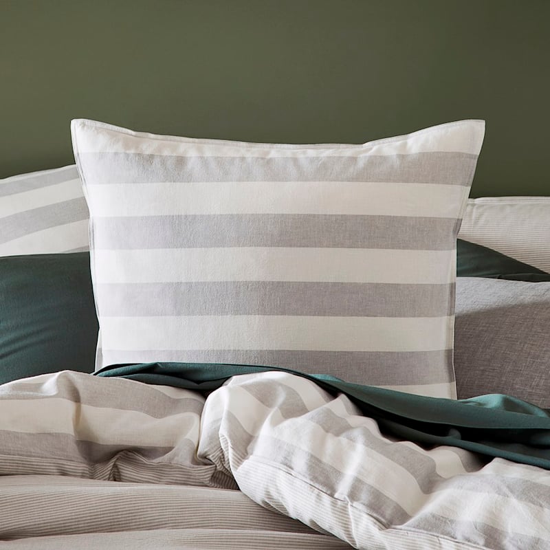 Vintage Washed Linen Cotton Silver Stripe Quilt Cover Set  Separates