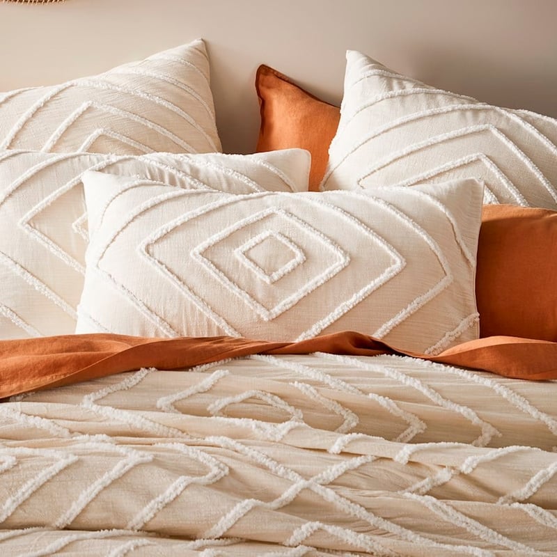 Iris Natural Tufted Quilt Cover + Pillowcases