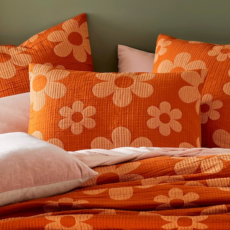 Marigold Burnt Orange Matelasse Quilt Cover Separates