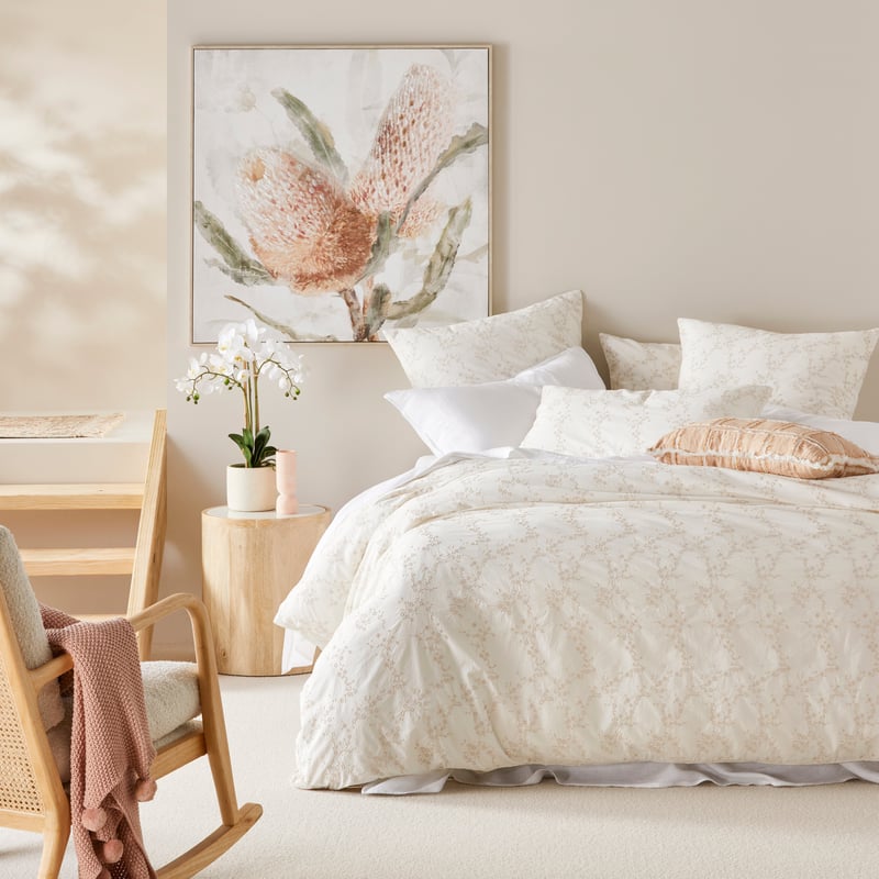 Isabella Off White Embroidered Quilt Cover Separates