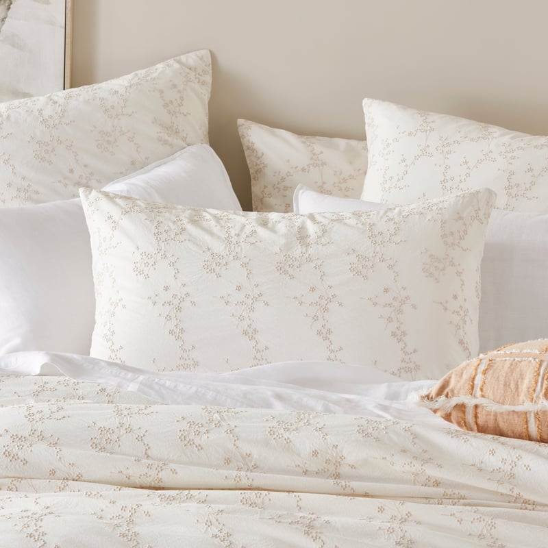 Isabella Off White Embroidered Quilt Cover Separates