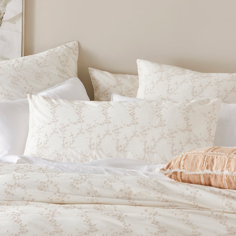 Isabella Off White Embroidered Quilt Cover Separates