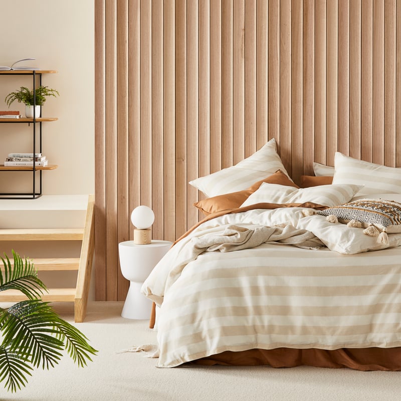 Vintage Washed Linen Sand Stripe Pillowcases