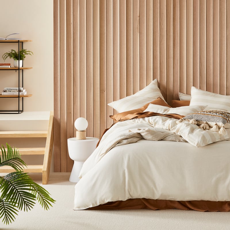 Vintage Washed Linen Sand Stripe Quilt Cover Set + Separates