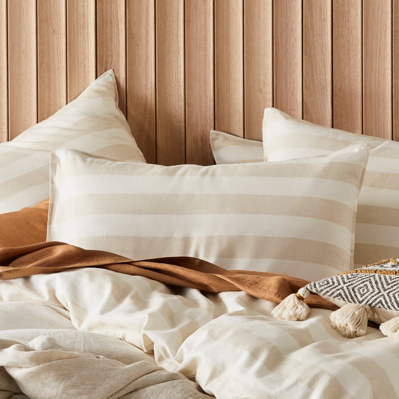 Vintage Washed Linen Sand Stripe Quilt Cover Set + Separates