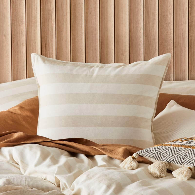 Vintage Washed Linen Sand Stripe Pillowcases