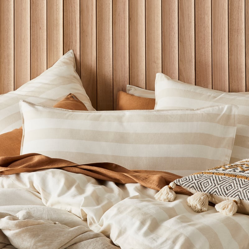 Vintage Washed Linen Sand Stripe Pillowcases