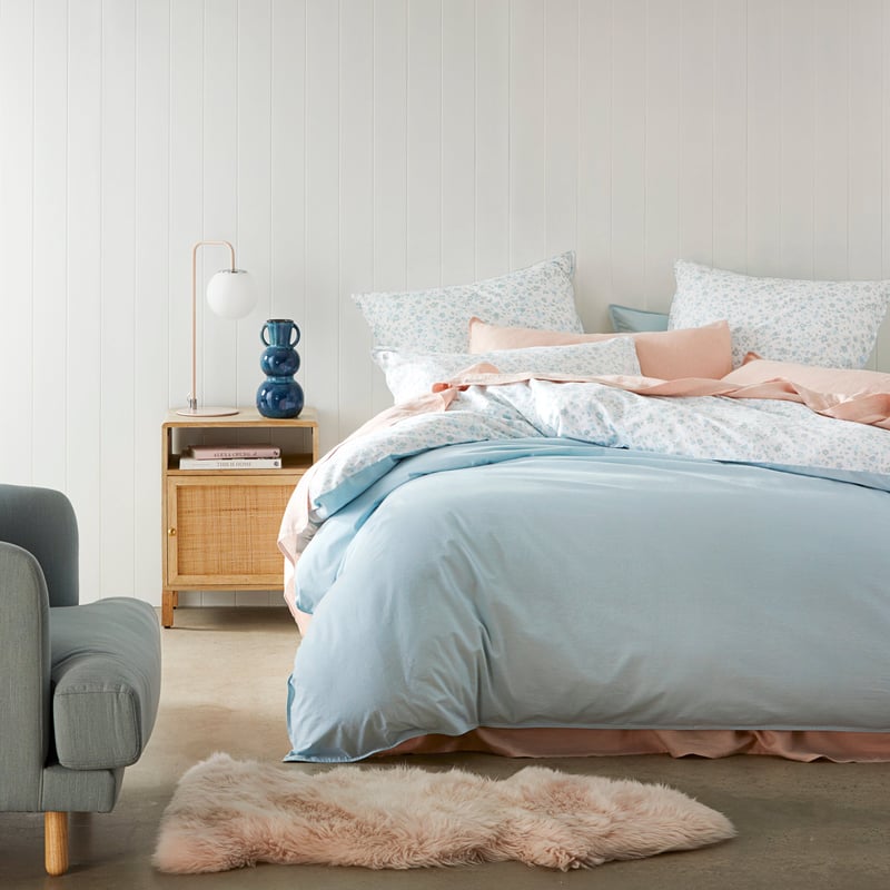 Stonewashed Cotton Aquamarine Daisy Quilt Cover Separates