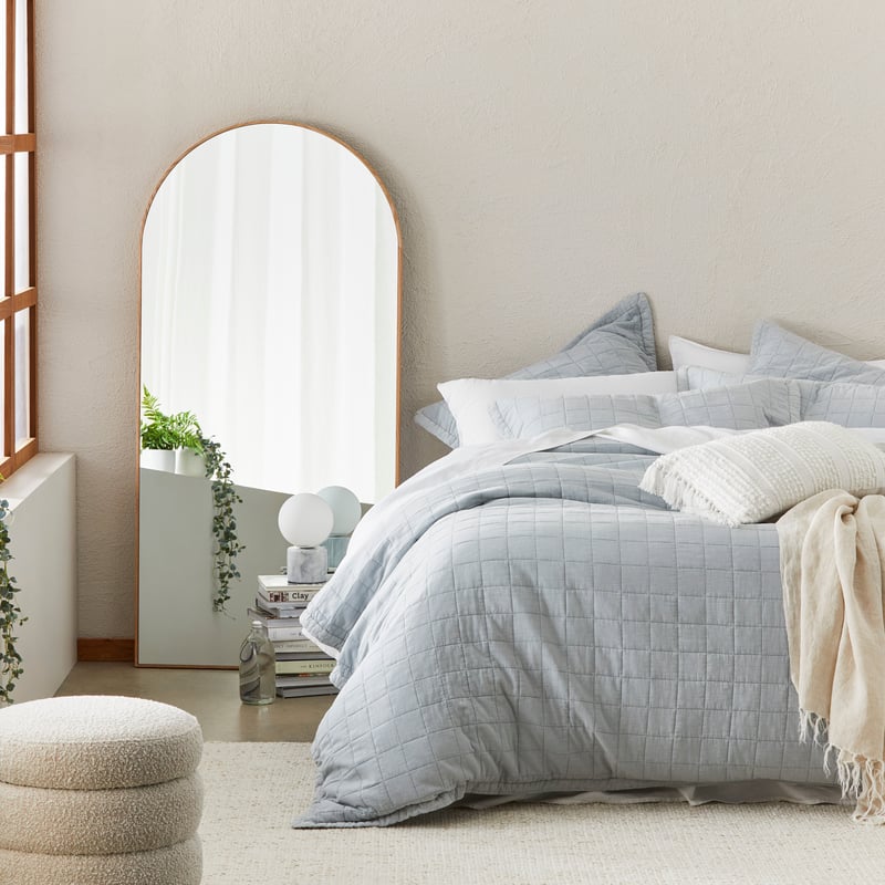 Mosman Soft Blue Quilted Quilt Cover Separates