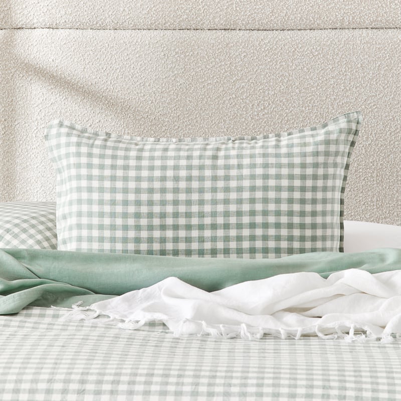 Vintage Washed Linen Eucalyptus Check Quilt Cover Separates