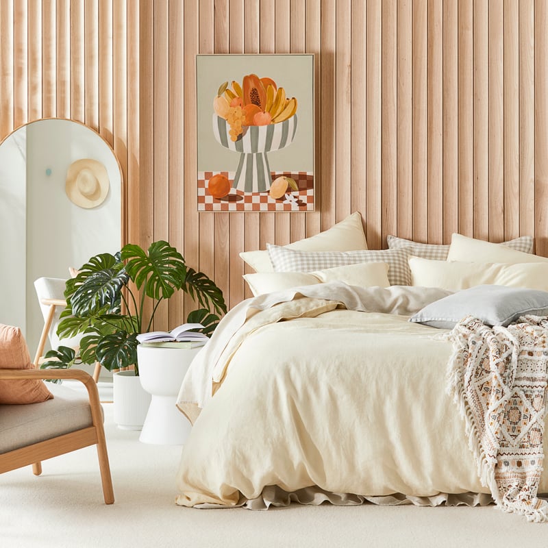 Vintage Washed Linen Vanilla Quilt Cover Separates