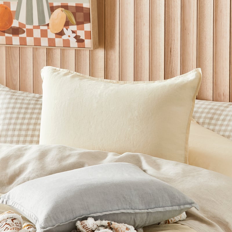 Vintage Washed Linen Vanilla Quilt Cover Separates