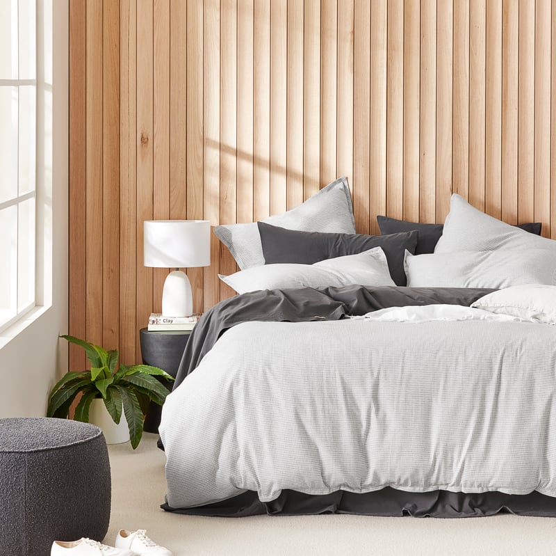 Berlin Waffle Grey Marle Quilt Cover Set + Separates