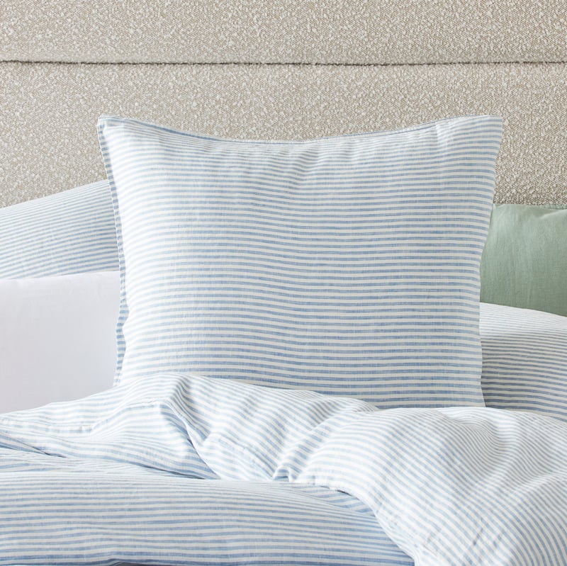 Vintage Washed Linen Blue Stripe Pillowcases