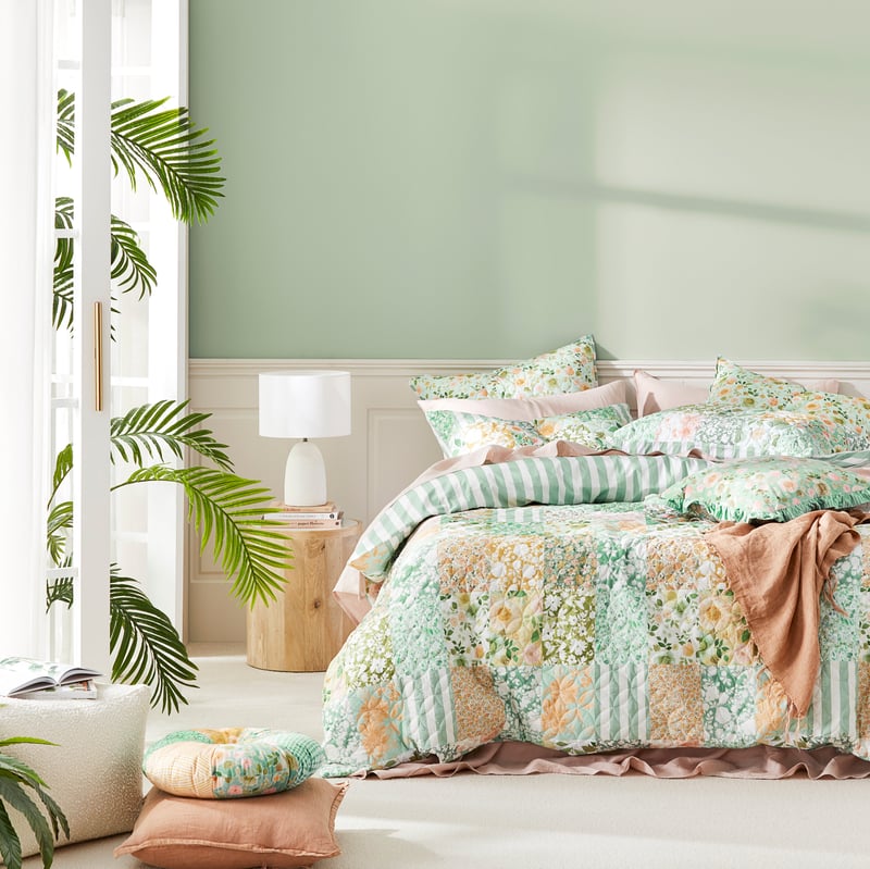 Bella Green Quilted Quilt Cover Separates