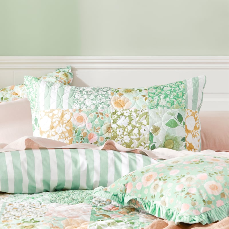 Bella Green Quilted Quilt Cover Separates
