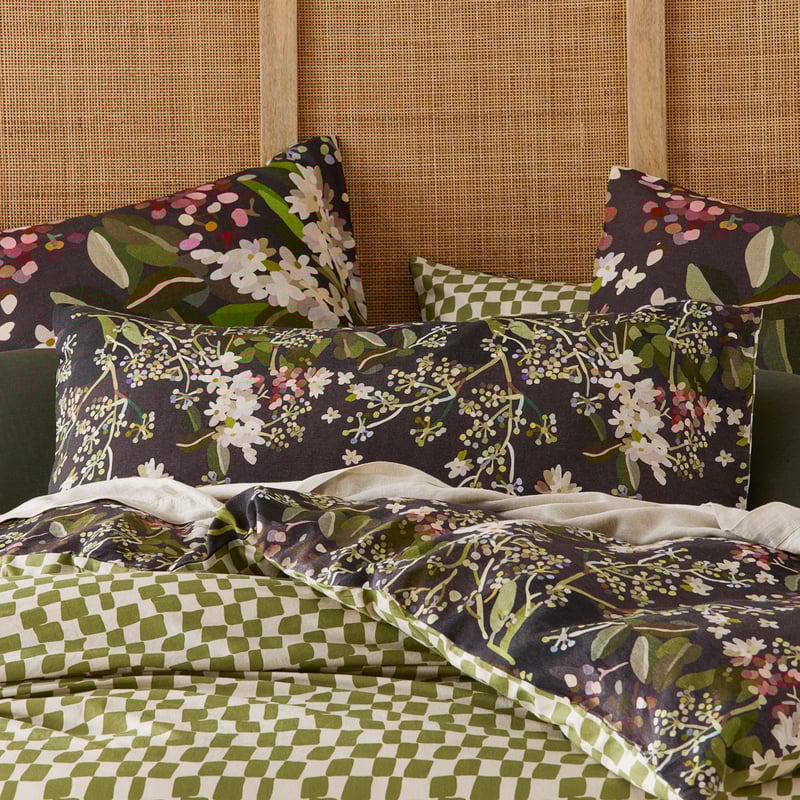 Kimmy Hogan Gathered Midnight Green Quilt Cover Separates