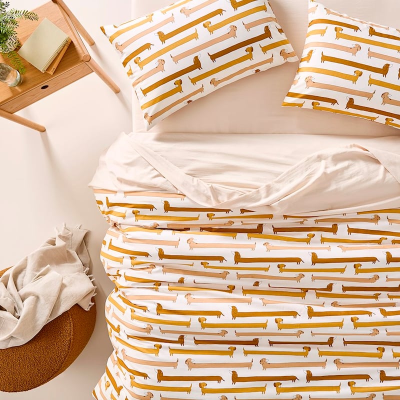 Puppy School Neutral Quilt Cover Set