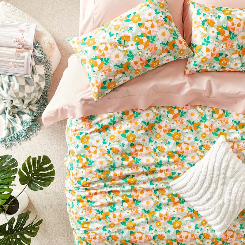 Elle Floral Green Quilt Cover Set